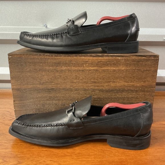 Hugo Boss Men Black Leather Horsebit Moc Toe Loafer Size 9.5 - Picture 5 of 9